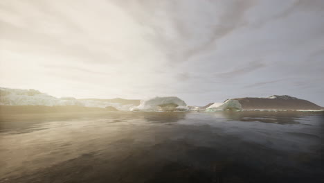 icebergs in a calm sea