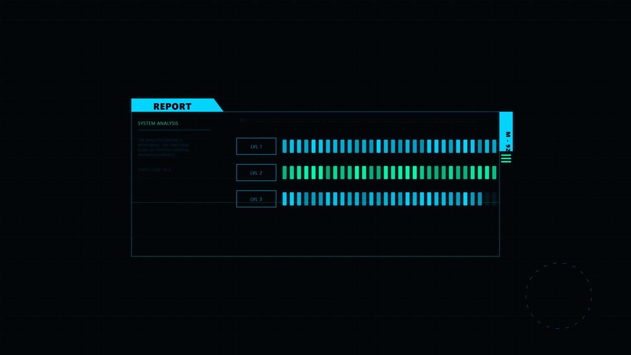 Futuristic Digital System Analysis Interface Loading Data