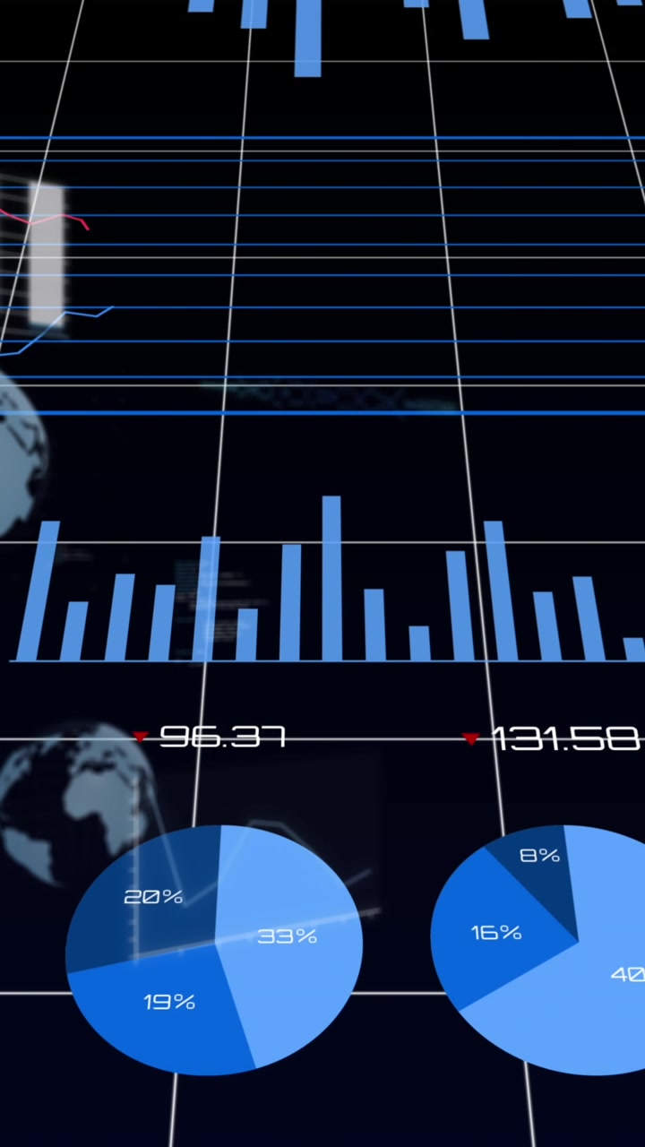 Animazione dell'elaborazione dati su sfondo nero