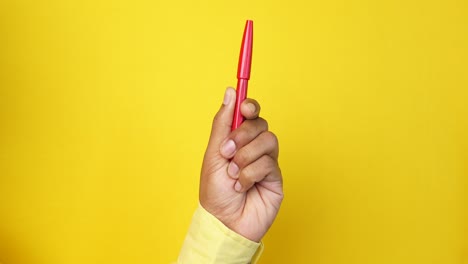 hand holding a red pen