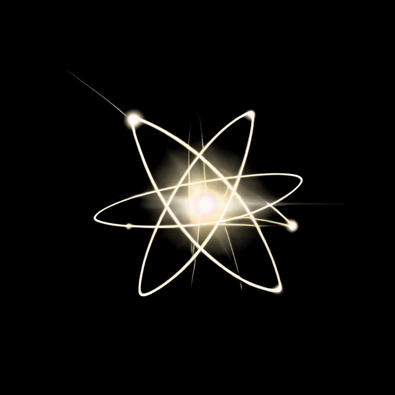 Glowing atomic structure illustration animation isolated asset, transparent 4K video, alpha channel