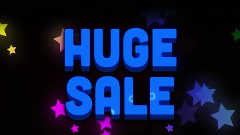 Digital-animation-of-blue-huge-sale-text-banner-against-multiple-stars-icons-on-black-background