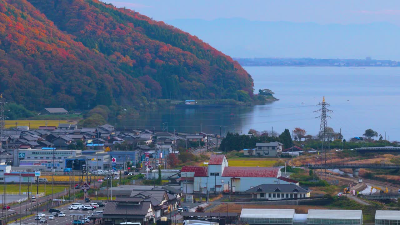 Lake Biwa and Shiga Prefecture in Japan, Rural Landscape in Autumn Colours 4k