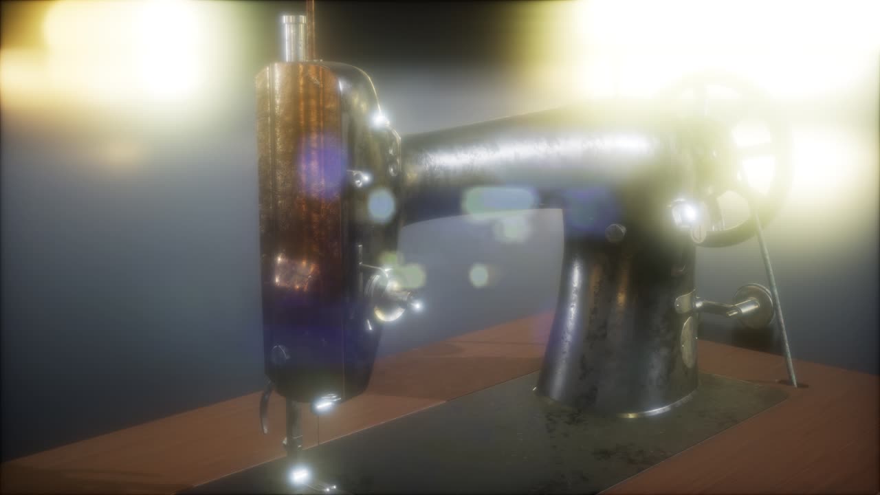 어두운 곳에서 오래된 레트로 바느질 기계