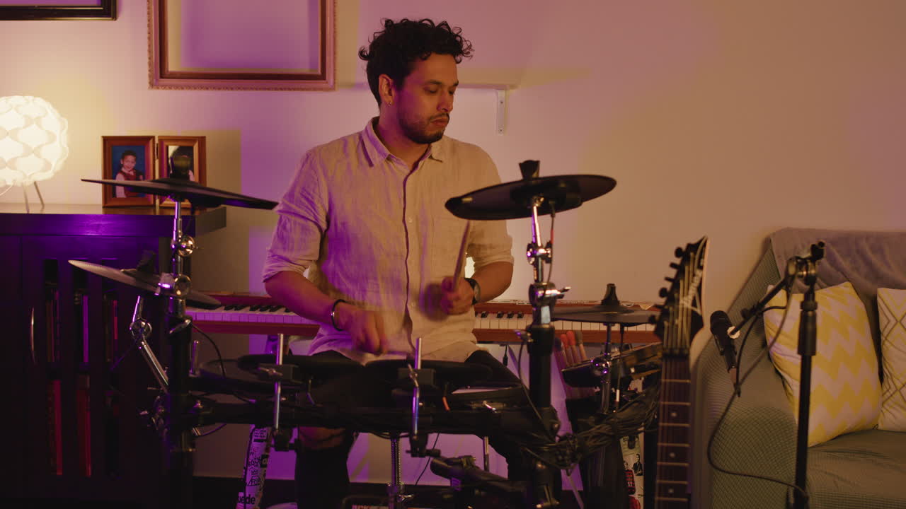 Man playing electronic drums