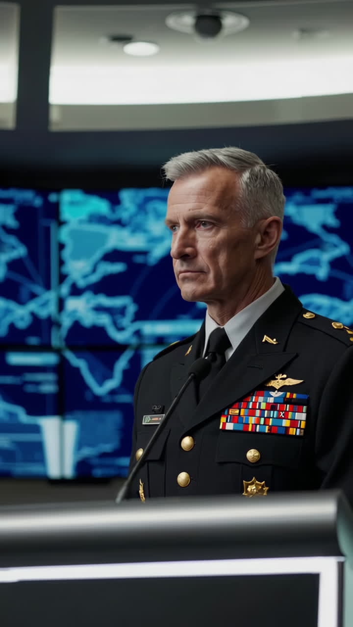 Military General in Command Center