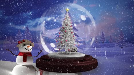 Animation-Einer-Schneekugel-über-Fallendem-Schnee