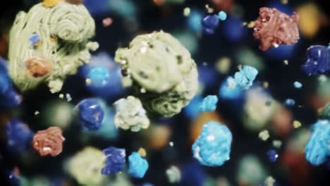 exploring the intricate world of microbial life: a visual journey through diverse cellular structures and colors in motion
