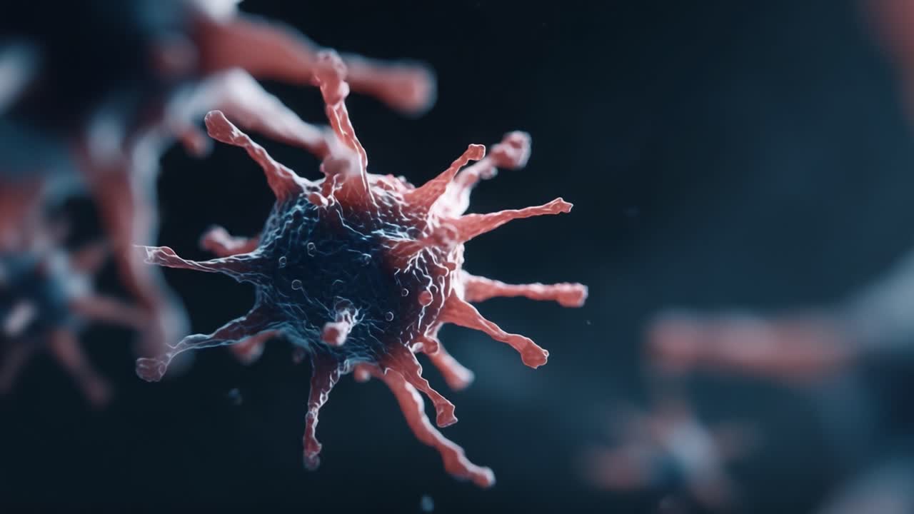 A Stunning Close-Up Representation of a Virus, Showcasing Its Intricate Structure and Unique Features, While Providing Insight into Microscopic Life Forms and Their Complexity