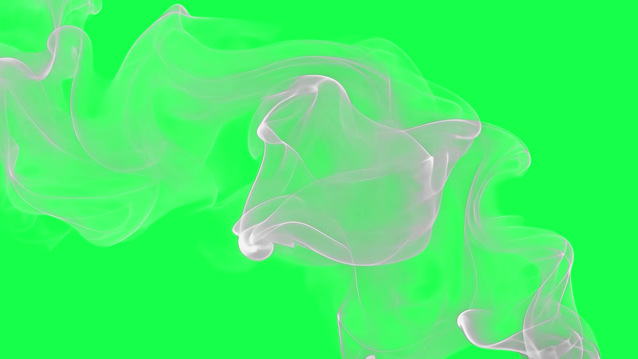 Abstract ethereal smoke animation, transparent 4K video, green screen