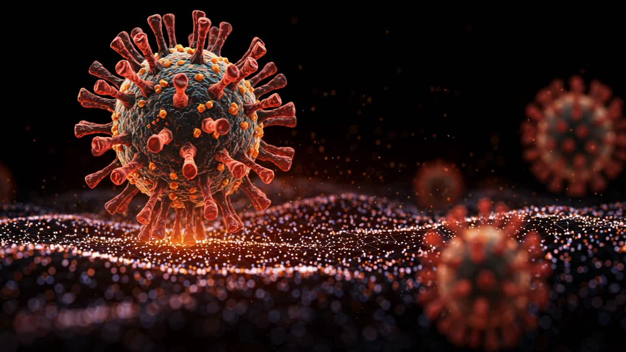 Gaining insights into the intricate structure and behavior of a virus through detailed microscopic examination within a laboratory environment