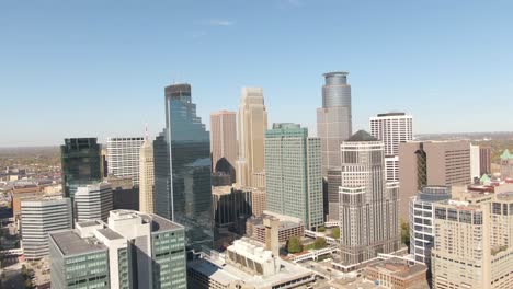 minneapolis skyline aerial view cityscape, orbiting 4k drone footage