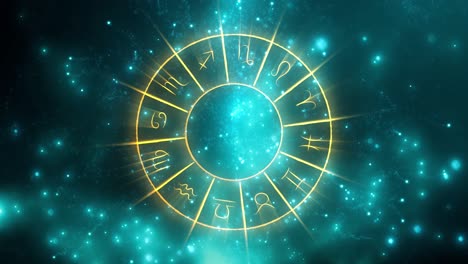 zodiac wheel with horoscope symbols