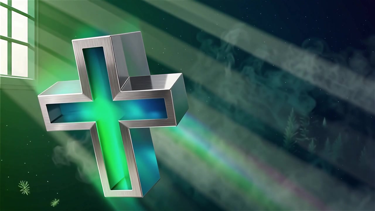 Croce Cristiana Luce Celestiale Sfondo per il Culto.