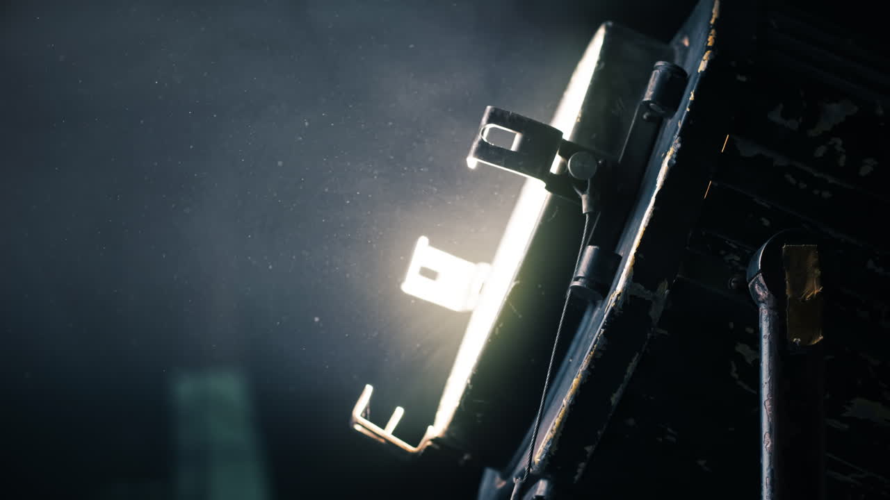 Professional lighting equipment on the movie set with smoke in the air