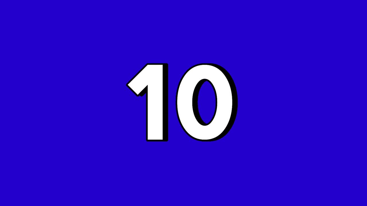 Number 10 ten Reveal Animation with fire Smoke Effect on blue Screen white color Cartoon Style Motion Graphic video Element
