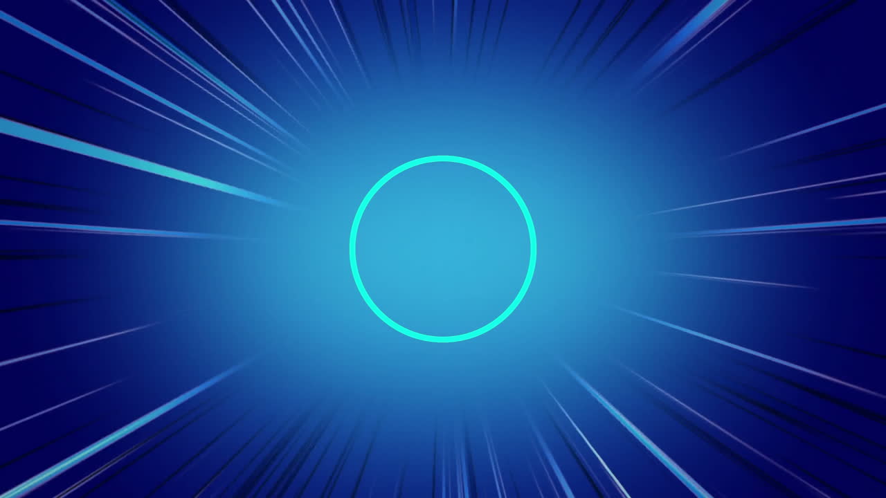 파란색 배경에 대해 최면적인 움직임을 보이는 점들