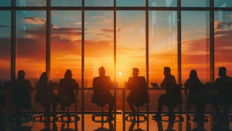 business meeting at sunset