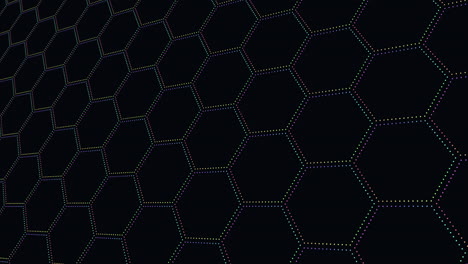 Hexagonal-honeycomb-pattern-in-black,-blue,-and-purple