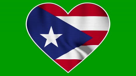 Puerto Rico Heart Love Flag Loop - Realistic 4K flag waving in the wind