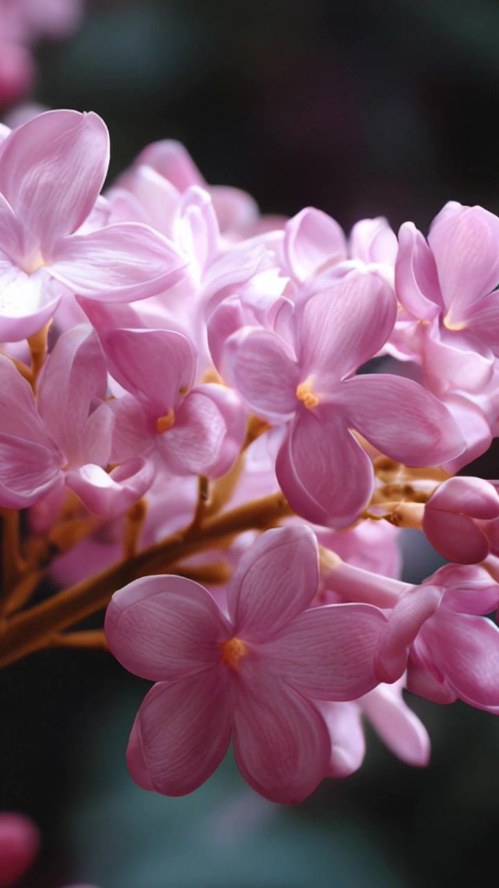 Close-Up Bunga Lilac Merah Muda yang Halus Menampilkan Struktur Kelopak yang Rumit dan Keindahan Alami dalam Cahaya Lembut, Ideal untuk Pecinta Fotografi Bunga