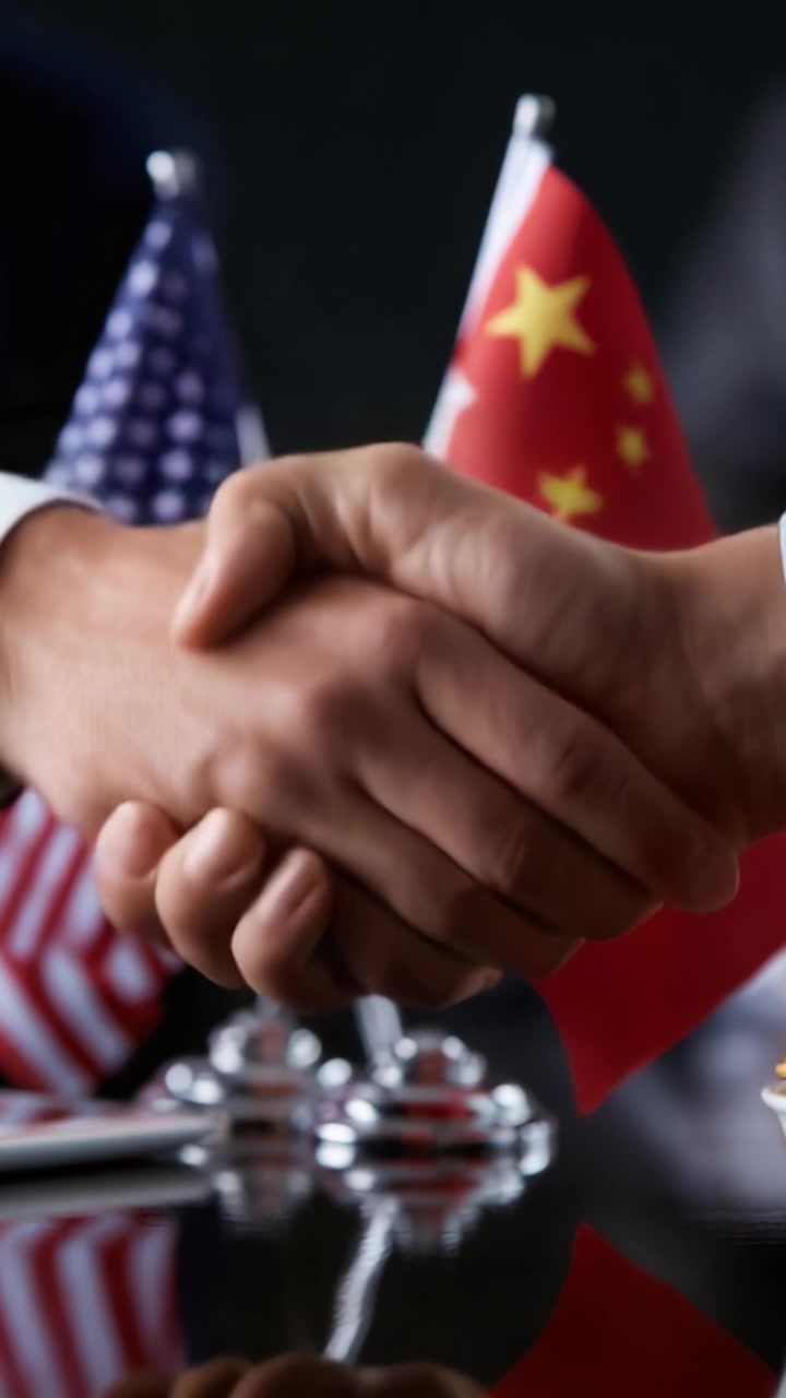 A Diplomatic Gesture: Formal Handshake Between Two Representatives, Symbolizing Cooperation and Partnership Amidst International Relations