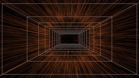 Abstract 3D tunnel with fast-moving particles and wireframe effect, tech concept