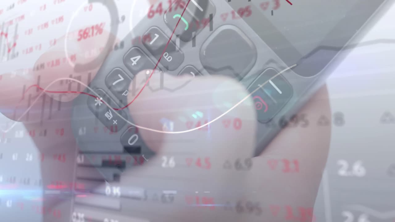 전화를 사용하여 손으로 데이터 처리의 애니메이션