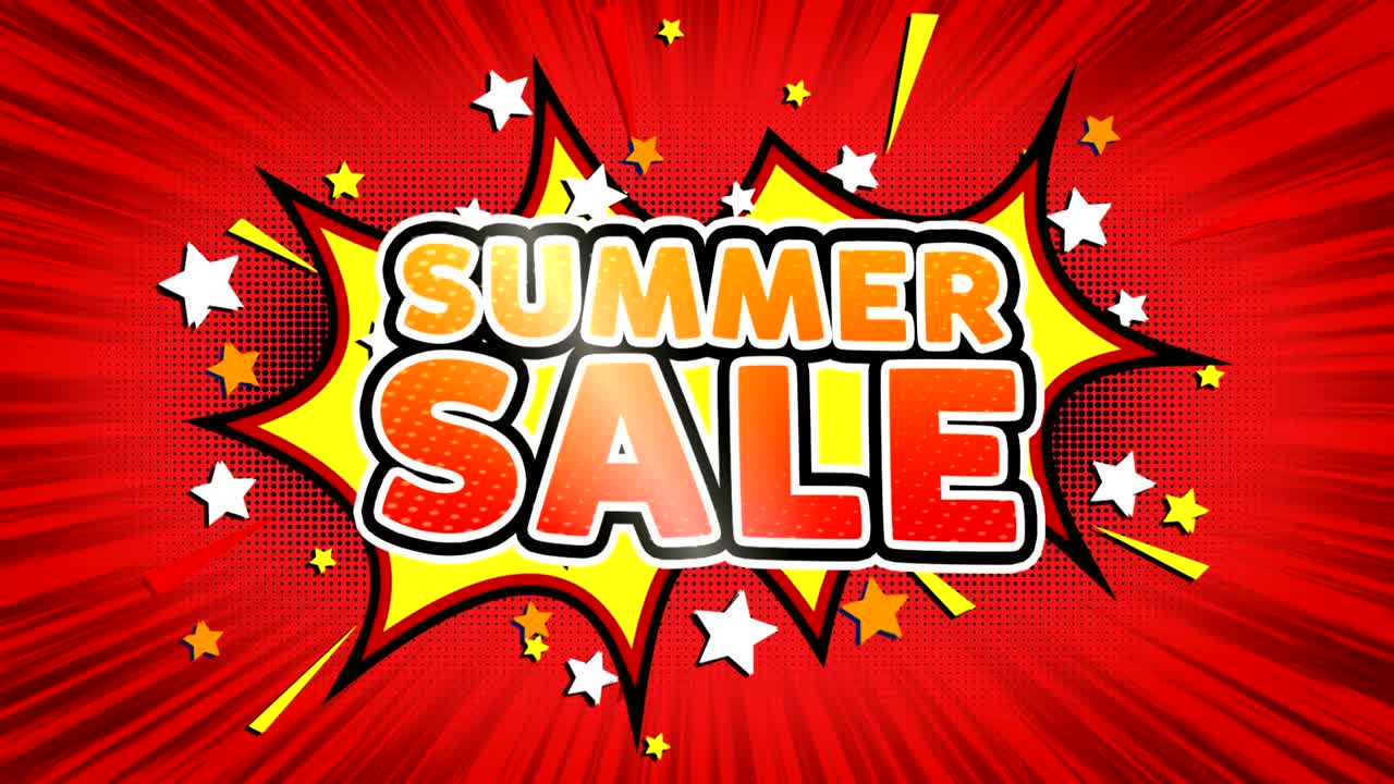 venta de verano palabra retro dibujos animados burbujas de cómic bucle sin costuras