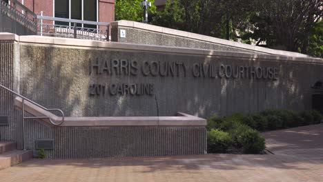 establishing shot of the harris county civil courthouse building