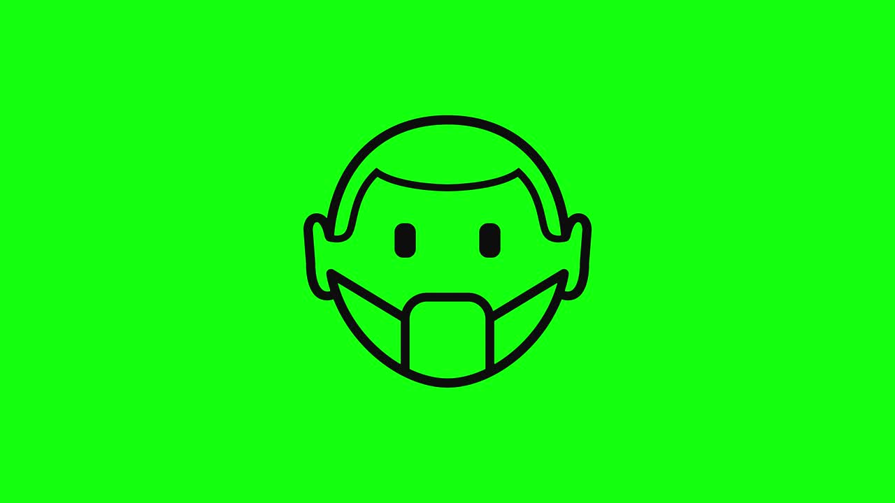 man wear face mask icon green screen