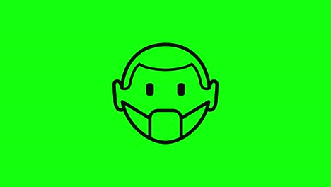 man wear face mask icon green screen