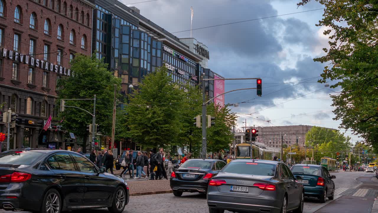 4K Timelapse of the business part of the city center in the capital of Finland, Helsinki.