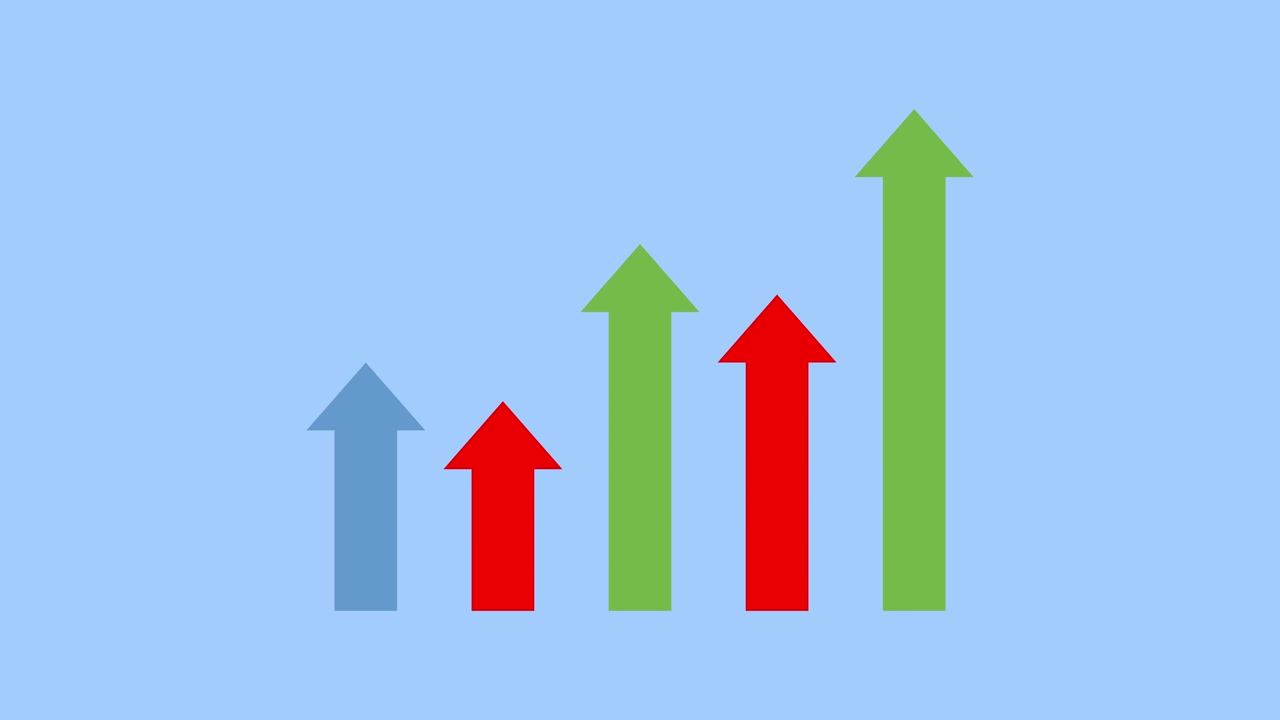 Animated Bar Chart with Rising Arrows Representing Growth and Success
