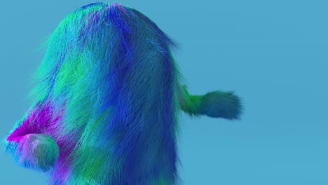 animado colorido peludo personaje de dibujos animados bailando de cerca, animal peludo, divirtiéndose, animación de mascota peludo. diseño minimalista moderno. animación 3d de bucle sin costuras.