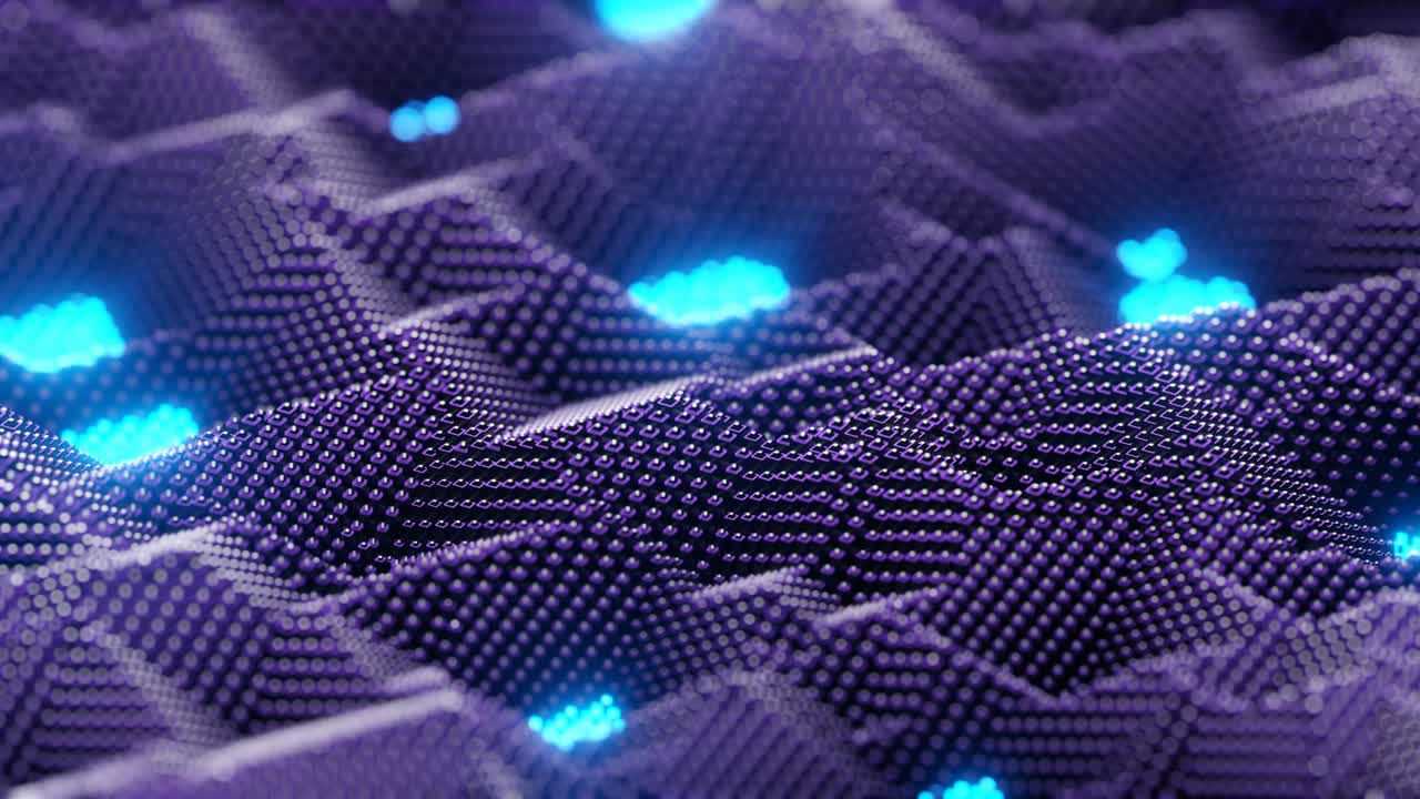 cubos de voxel 3d estilizados. animación de fondo de bucle de líquido púrpura ondulado
