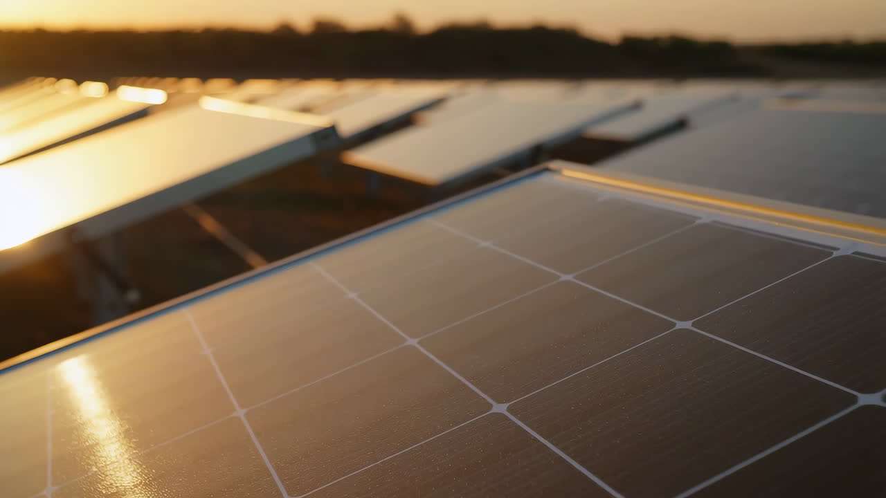 paneles solares al atardecer