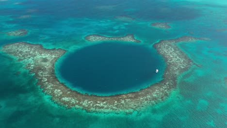 Aerial Shot over the amazing Blue Hole in the Caribbean