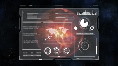 animación del procesamiento de datos digitales en el mundo sobre un fondo negro