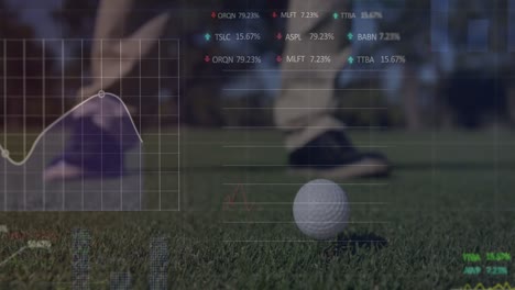 Animation-of-data-processing-over-male-golf-player-on-golf-course