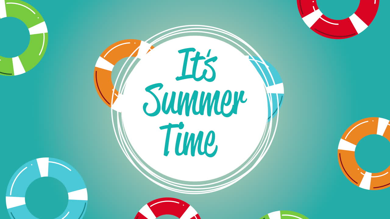 여름 시간 라이프가드 보트 패턴으로 글자 애니메이션