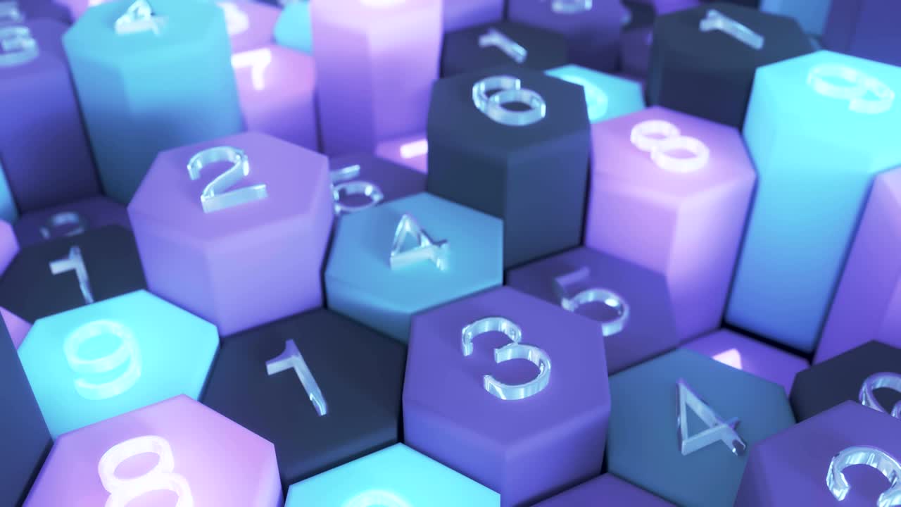 4k cuadrícula de panal abstracta con números aleatorios.