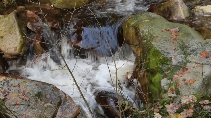 Beautiful stream flowing down the hill at the All Saints Waterfall in the Black Forest, Germany