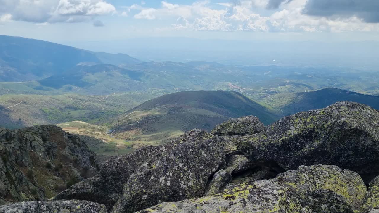 Panoramic view over the rocky mountain landscape near Lailias in Serres, Northern Greece