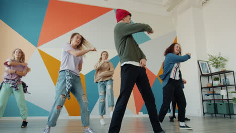 group of young people dancing hip hop