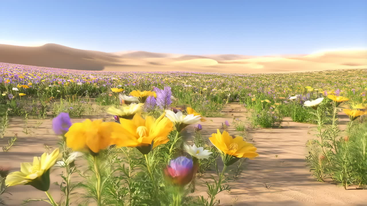 Desert Landscape Transformed by a Vibrant Wildflower Bloom