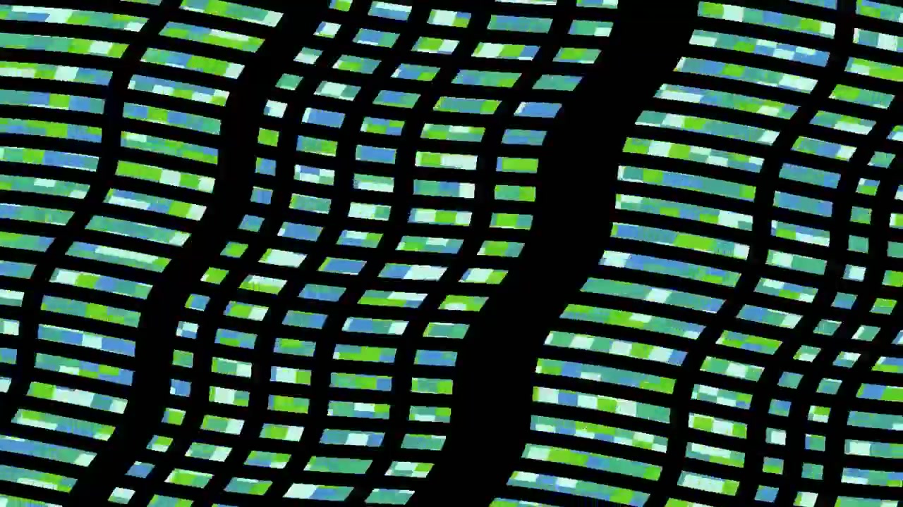 Abstract Motion Background with Wavy Green and Blue Rectangular Patterns