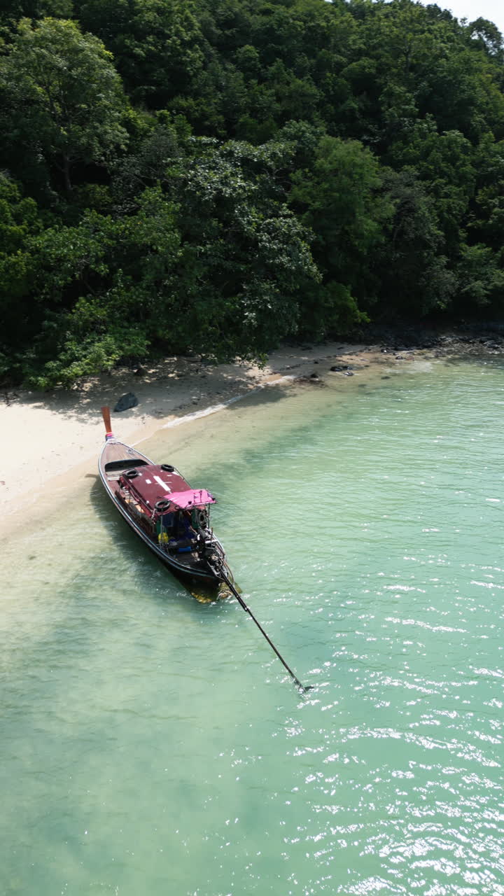 Tropical Island Beach with Longtail Boat