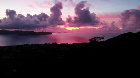 beautiful sunset on la digue, an island of the seychelles