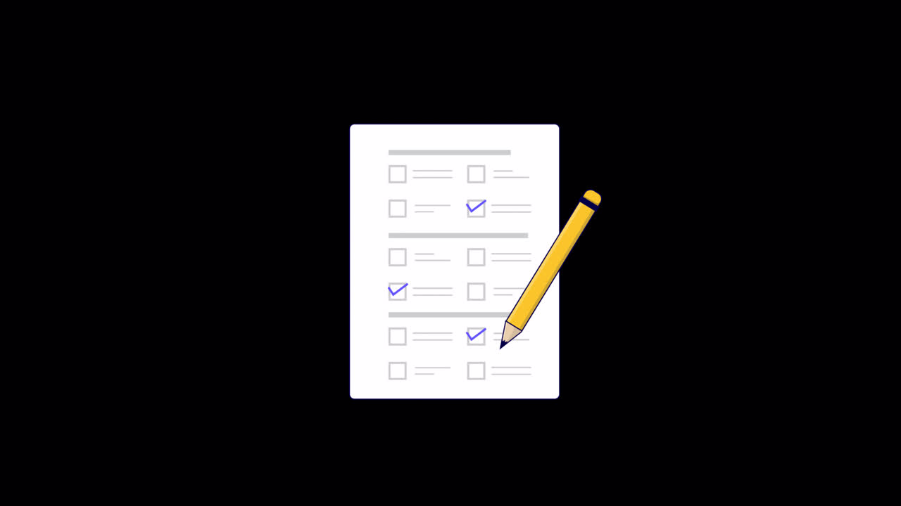 Animated Checklist Form with Pencil and Checkmarks